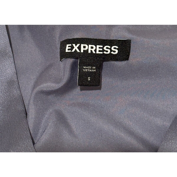 Express Satin Gray Faux Wrap Long Sleeve Tie Mini Dress Cocktail Size Small - Picture 9 of 10